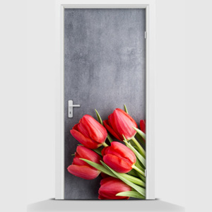 Samolepící fototapeta - Tulipány červené 95 x 210cm
