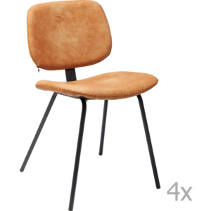 Sada 4 oranžových jídelních židlí Kare Design Barber