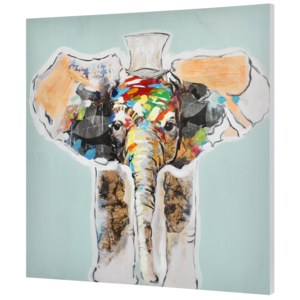 [art.work] Ručně malovaný obraz - slon - plátno napnuté na rámu - 80x80x3,8 cm