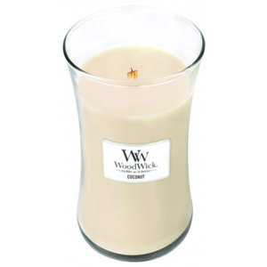 WoodWick – vonná svíčka Kokos a vanilka, 609 g