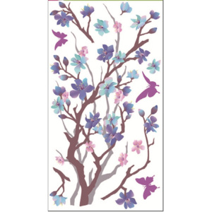 Samolepící pokojová dekorace Větvička purpurovo fialová 69x32cm