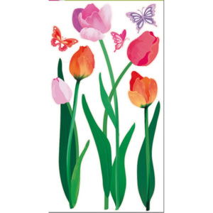Samolepící pokojová dekorace Tulipány barevné 69x32cm
