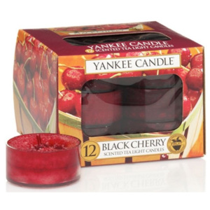 Yankee Candle - čajové svíčky Black Cherry 12ks (Zralé třešně. Vůně sladkých zralých třešní vám připomene prázdninové výlety, kdy jste se cítili šťast