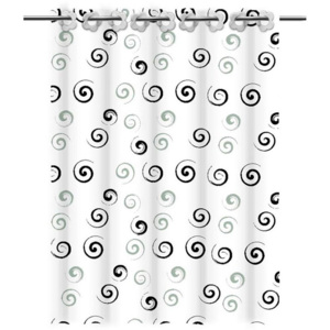 Koupelnový závěs Spirals bílo-černý 180x200