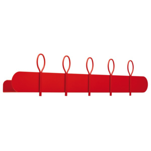Červený nástěnný věšák se 4 háčky a poličkou MEME Design Balloon