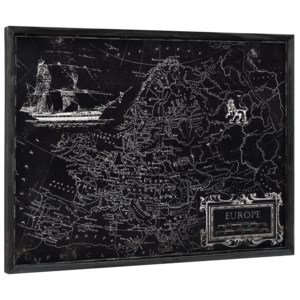[art.work] Designový obraz na stěnu - hliníková deska - mapa Evropy - zarámovaný - 60x80x2,8 cm