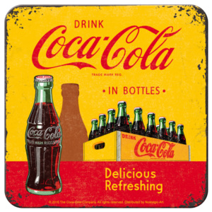 Nostalgic Art Sada podtácků 2 - Coca-Cola (žlutá přepravka) 9x9 cm
