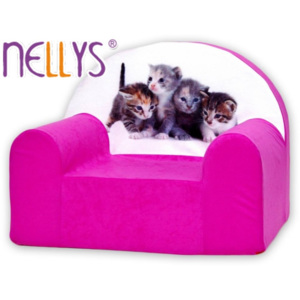 Dětské křesílko/pohovečka Nellys ® - Kočičky v růžové