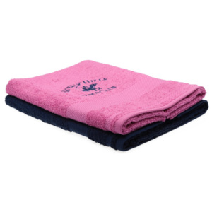 Sada růžového a tmavě modrého ručníku Beverly Hills Polo Club Tommy Orj, 50 x 100 cm