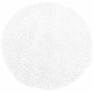 Kusový koberec Shaggy vlas 50 mm bílý kruh, Velikosti 80x80cm