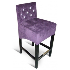 Moderní barová židle prošitá kamínky, fialová