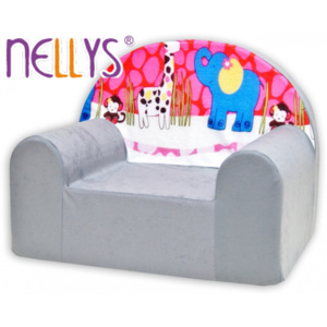 Dětské křesílko/pohovečka Nellys ® - Safari v šedé