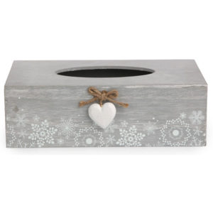 Altom Box na kapesníky Love Winter šedá, 25,5 x 8,5 cm