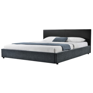 [my.bed] Elegantní manželská postel - 180x200cm (Záhlaví: koženka černá / Rám: textil černá) - s roštem