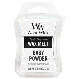 WoodWick - vonný vosk Dětský pudr 23g (Baby Powder. Jemná vůně vanilky, zimolezu a růže...)
