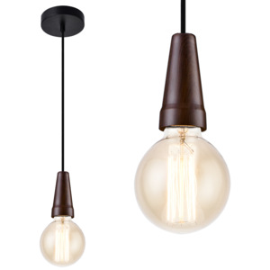 [lux.pro]® Dekoratívní designové závěsné svítidlo / stropní svítidlo - černá / dřevo (1 x E27)