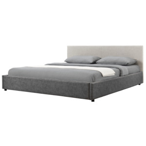 [my.bed] Elegantní manželská postel - 180x200cm (Záhlaví: alcantara koženka šedobílá / Rám: alcantara koženka šedá) - s roštem