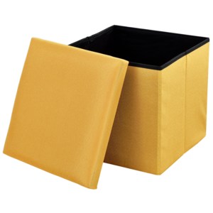 [en.casa]® Skládací taburet - textil - horčicově žlutý - 30 x 30 x 30 cm