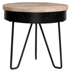 Černý příruční stolek s dřevěnou deskou LABEL51 Saran