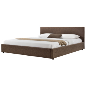 [my.bed] Elegantní manželská postel - 140x200cm (Záhlaví: alcantara koženka hnědá / Rám: alcantara koženka hnědá) - s roštem
