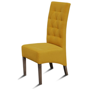 Moderní prošitá židle se šikmým sedákem, žlutá
