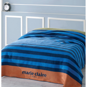 Modrá deka s černými pruhy z edice Marie Claire, 200 x 220 cm