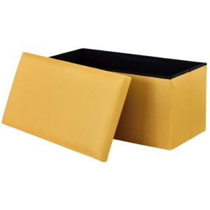 [en.casa]® Skládací taburet - textil - horčicově žlutý - 76 x 38 x 38 cm