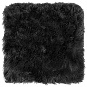 Černý sedák z ovčí kožešiny na jídelní židli Royal Dream, 40 x 40 cm