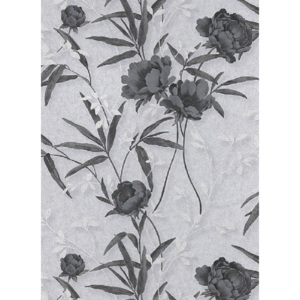 Moderní vliesové tapety Delia - květiny stříbrné motiv