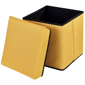 [en.casa]® Skládací taburet - textil - horčicově žlutý - 38 x 38 x 38 cm
