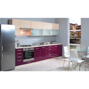 Kuchyně PLATINUM 320 cm, korpus jersey, dvířka vanilla+violet