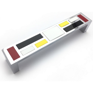 Nábytková úchytka Mondrian chrom lesklý/barevné sklo (kovová)