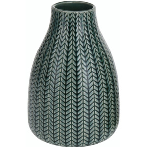 Porcelánová váza Knit tmavě zelená, 16 cm