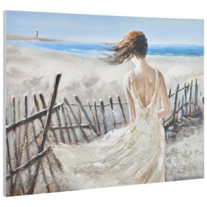 [art.work] Ručně malovaný obraz - holka u moře - plátno napnuté na rámu - 90x120x3,8 cm