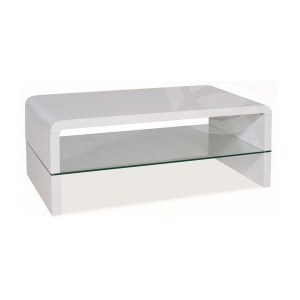 Bílý konferenční stolek se sklem - CS