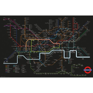 Plakát, Obraz - Transport For London - Black Map, (91,5 x 61 cm)
