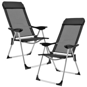 Casa.pro]® Campingové židle - rybářské křeslo set,108 x 58 cm,43 cm,černá