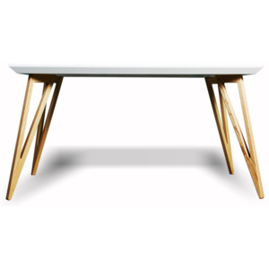 Jídelní stůl z masivního jasanového dřeva s bílou deskou Charlie Pommier Triangle, 160 x 80 cm