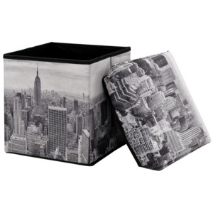 [en.casa]® Skládací taburet - s úložným prostorem - New York - 30 x 30 x 30 cm