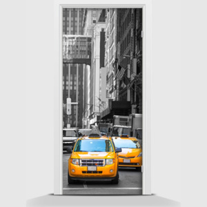 Samolepící fototapeta - Taxiky ve městě 95 x 210cm