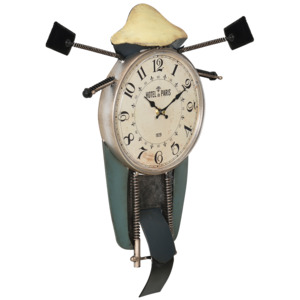 [en.casa]® Nástěnné hodiny ve tvaru motocyklu - analogové - 47 x 5,5 x 56 cm - barevné