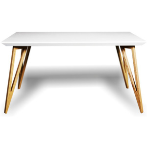 Jídelní stůl z masivního jasanového dřeva s bílou deskou Charlie Pommier Triangle, 120 x 80 cm