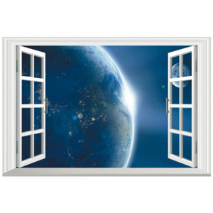 ZOOYOO Samolepka na zeď 3D okno vesmír 40 x 60 cm