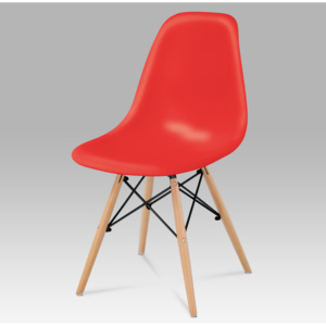 Artium Jídelní židle plast červený / masiv buk / kov černý - CT-758 RED