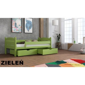 Dřevená postel s úložným prostorem Maci 80x180 cm odstín zelená