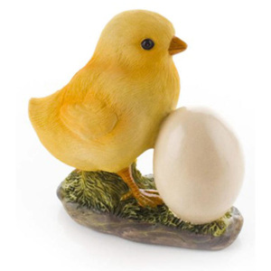 Kuřátko s vajíčkem polyresin 10,5x6x11,5 cm