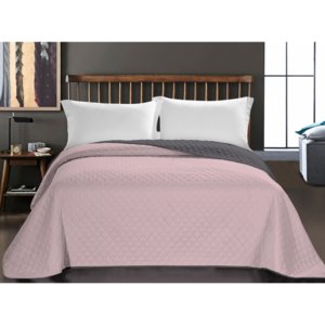 Oboustranný přehoz na postel DecoKing Axel růžovo-šedý