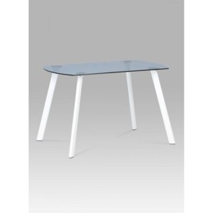 Jídelní stůl 125x70 cm, šedé sklo / bílá