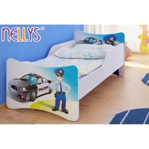 Nellys - Dětská postel se zábranou POLICIE