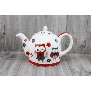 Konvice čajová porcelánová s motivem sovy